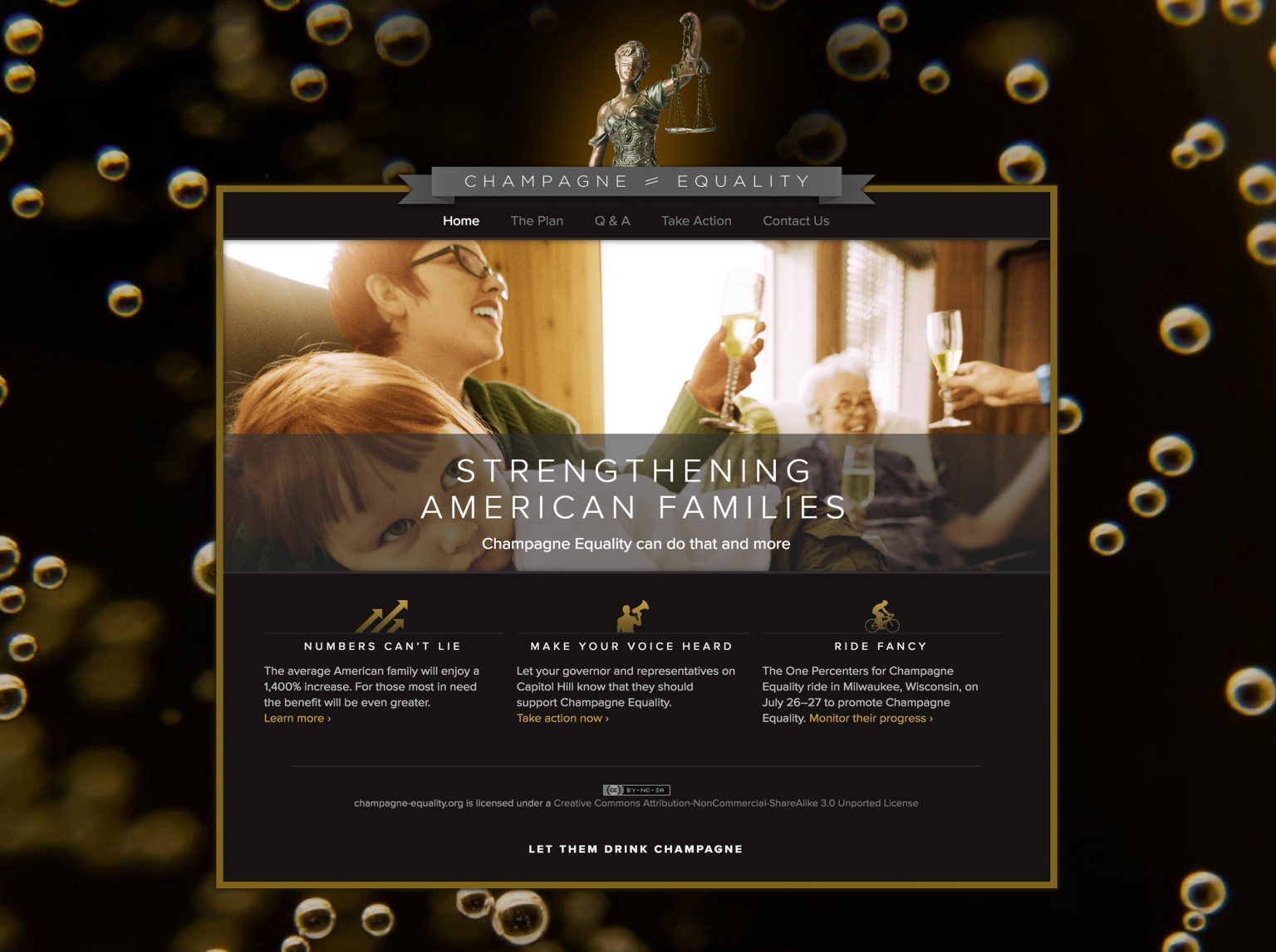 Champagne Equality web site home page