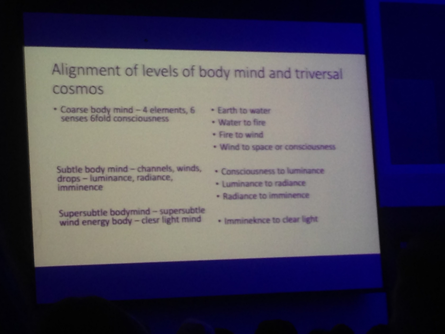 Alignment of levels of body mind and triversal cosmos 
